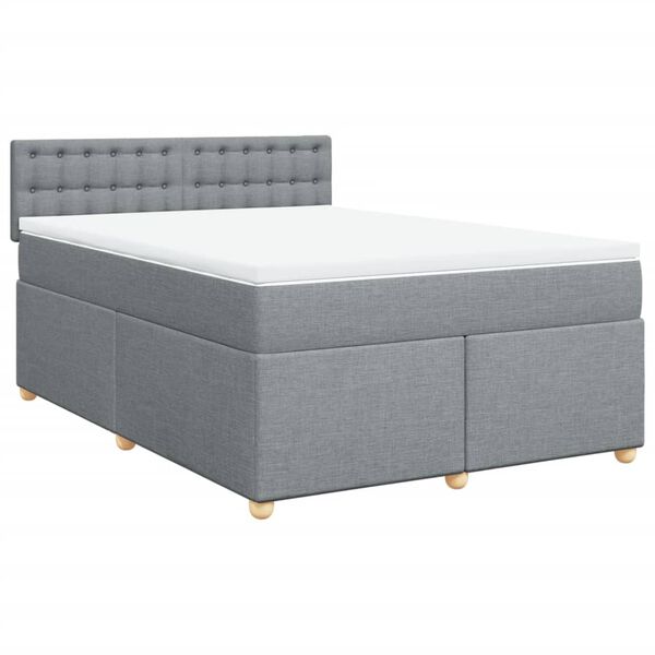 vidaXL Boxspringbett mit Matratze Hellgrau 140x190 cm Stoff
