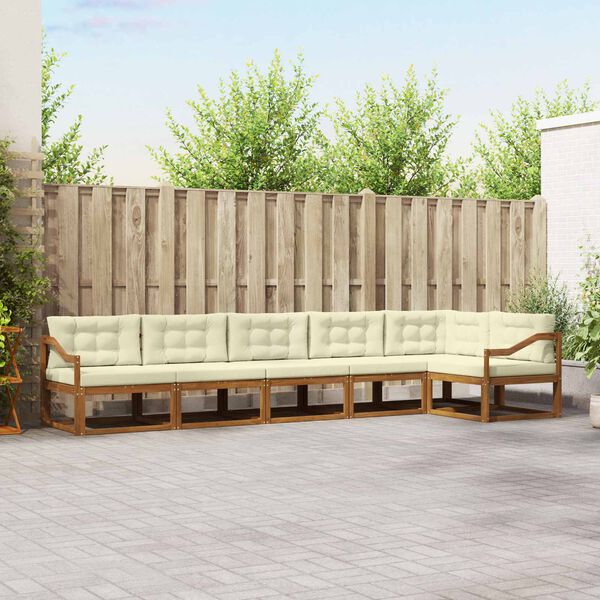 vidaXL Outdoor-Sofagarnitur mit Kissen 6 pcs Natur und Creme