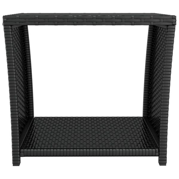 vidaXL Beistelltisch mit Glasplatte Schwarz Poly Rattan & Hartglas