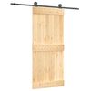 vidaXL Schiebet&uuml;r Nat&uuml;rlich und Schwarz 90 x 210 cm Massivkiefer
