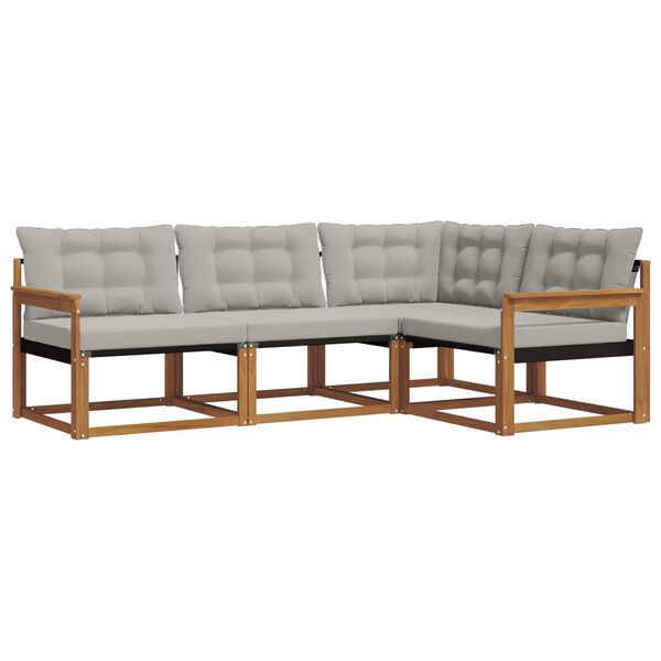 vidaXL Outdoor-Sofagarnitur mit Kissen 4 pcs Nat&uuml;rlich und Hellgrau