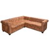 vidaXL Chesterfield-Ecksofa 5-Sitzer Kunstleder Braun