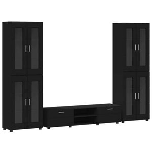 vidaXL TV-Schrankset mit Schubladen FLORIN Schwarz Holzwerkstoff