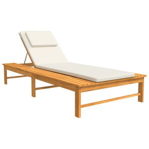 vidaXL Sonnenliege mit Cremewei&szlig;em Kissen & Auflage Massivholz Akazie