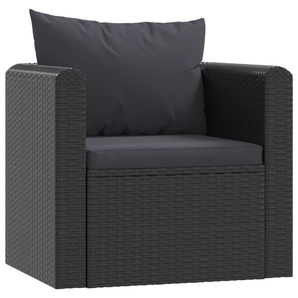 vidaXL 7-tlg. Garten-Lounge-Set mit Auflagen Poly Rattan Schwarz