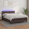 vidaXL Boxspringbett mit Matratze & LED Braun 140x190 cm Kunstleder