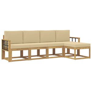 vidaXL Outdoor-Sofagarnitur mit Kissen 5 pcs Wei&szlig; und Beige