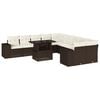 vidaXL 11-tlg. Garten-Sofagarnitur mit Kissen Braun Poly Rattan
