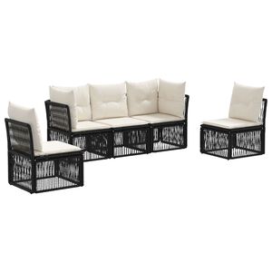 vidaXL Gartensofa-set 5 pcs Schwarz Poly-Rattan