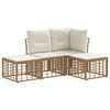 vidaXL Outdoor-Sofagarnitur mit Kissen 4 pcs Natur Polyester