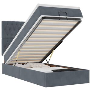 vidaXL Ottoman-Bett mit Matratzen & LEDs Dunkelgrau 90x190 cm Samt