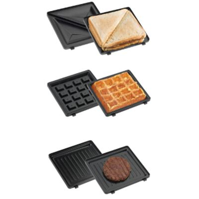 Bestron 3in1 Snackmaker Sandwich Waffle Maker 520W Schwarz ADM2003Z