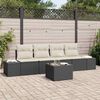 vidaXL Sofa Set mit Kissen 5 pcs Schwarz und Creme Poly Rattan