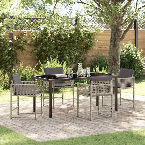 vidaXL Garten Essgruppe 5 pcs Hellgrau Poly-Rattan