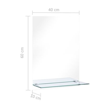vidaXL Wandspiegel mit Regal 40×60 cm Hartglas