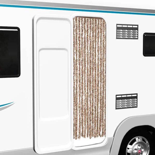 vidaXL Fliegenvorhang Beige und Dunkelbraun 56x185 cm Chenille