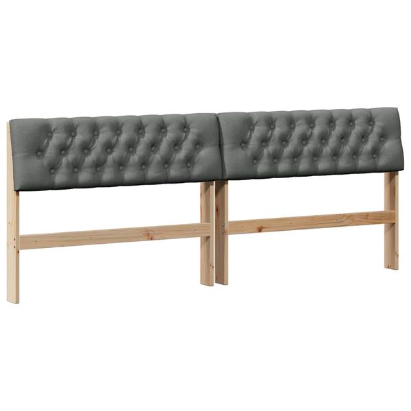 vidaXL Gepolstertes Kopfteil Dunkelgrau 200 cm Massives Kiefernholz