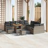 vidaXL Garten-Sofa-Set mit Kissen 13 pcs Grau Poly Rattan