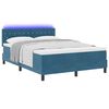 vidaXL LED Boxspringbett mit Matratze Dunkelblau 160 x 200 cm Samt