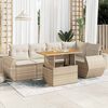 vidaXL 6-tlg. Garten-Sofagarnitur mit Kissen Beige Poly Rattan