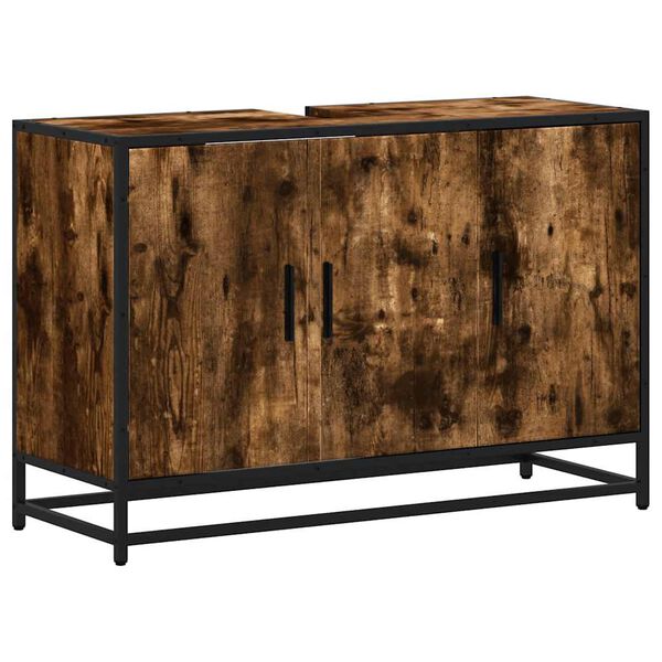 vidaXL Waschbeckenunterschrank R&auml;uchereiche 90x33x60 cm Holzwerkstoff