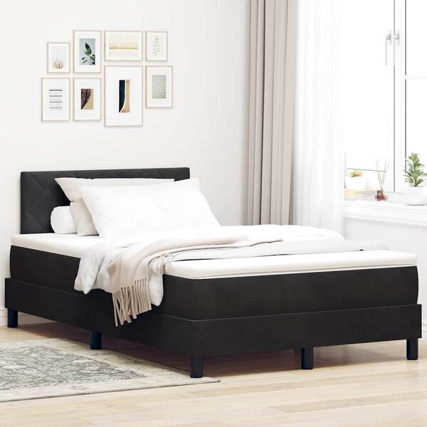 vidaXL Boxspringbett mit Matratze Schwarz 120 x 200 cm Samt
