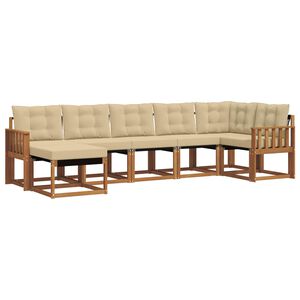 vidaXL Outdoor-Sofagarnitur mit Kissen 7 pcs Natur und Beige