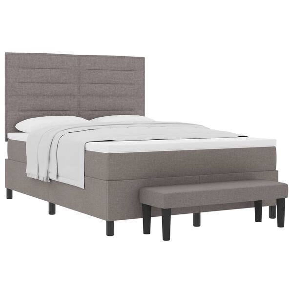 vidaXL Boxspringbett mit Kopfteil Taupe 140 x 200 cm Stoff
