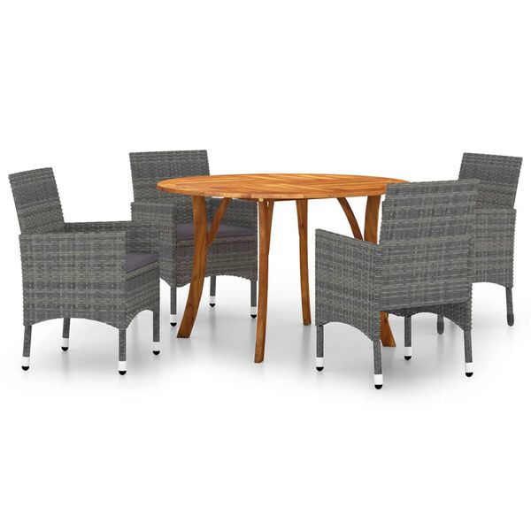 vidaXL 5-tlg. Garten-Essgruppe Grau