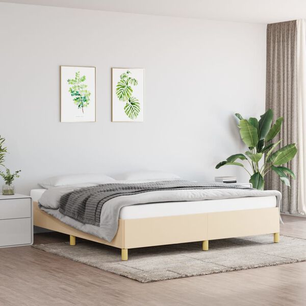 vidaXL Boxspringbettgestell Creme 160x200 cm Stoff