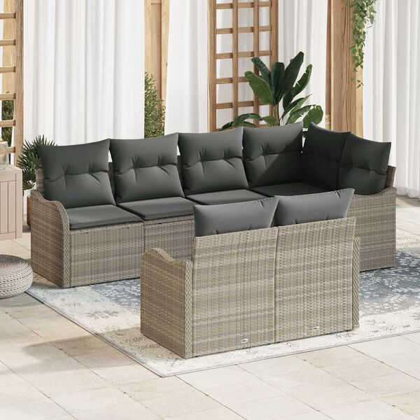 vidaXL Gartensofa-set Hellgrau Poly-Rattan