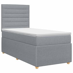 vidaXL Boxspringbett mit Matratze Hellgrau 80 x 200 cm Stoff