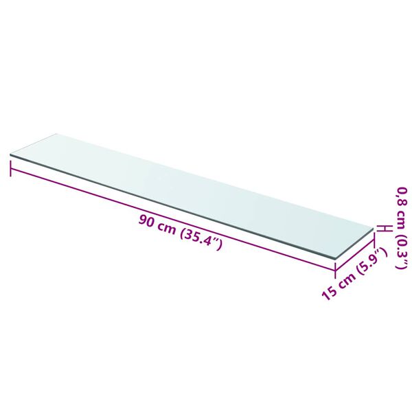 vidaXL Regalb&ouml;den 2 Stk. Glas Transparent 90x15 cm