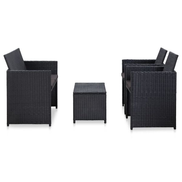 vidaXL 4-tlg. Garten-Lounge-Set mit Auflagen Poly Rattan Schwarz