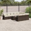 vidaXL 11-tlg. Garten-Sofagarnitur mit Kissen Braun Poly Rattan