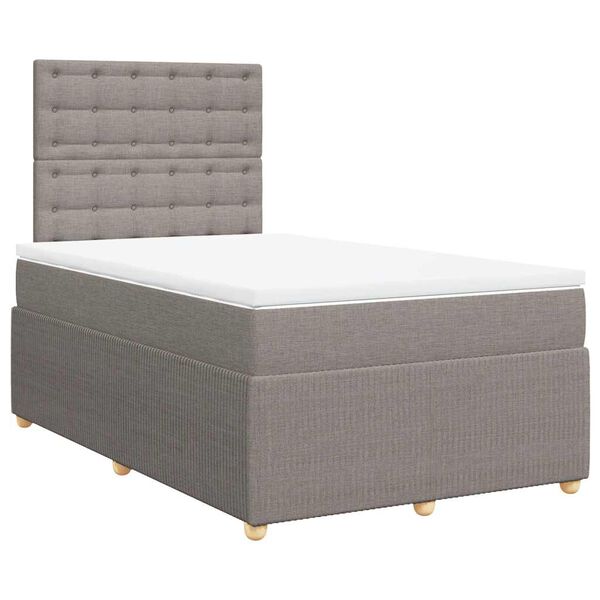 vidaXL Boxspringbett mit Matratze Taupe 120x200 cm Stoff