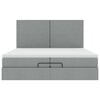 vidaXL Ottoman-Bett mit Matratzen & LEDs Hellgrau 200x200 cm Stoff
