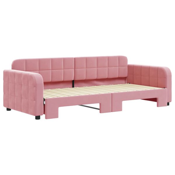 vidaXL Tagesbett Ausziehbar Rosa 90x200 cm Samt