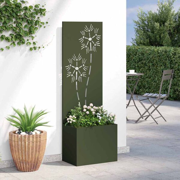 vidaXL Garten Sichtschutz-Leinwand Floral Olivgr&uuml;n 50 x 140 cm