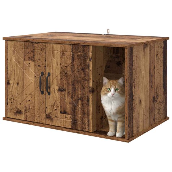 vidaXL Katzenhaus Altholz 85 x 55 x 50 cm Holzwerkstoff