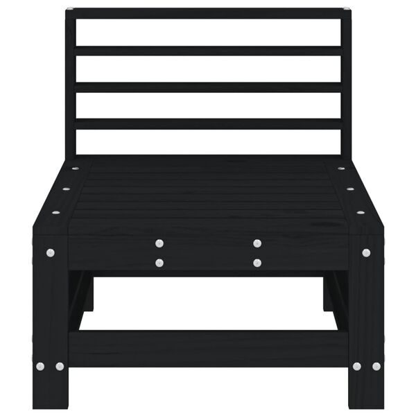 vidaXL Garten-Mittelsofa Schwarz Massivholz Kiefer