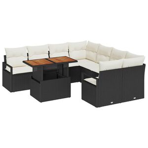 vidaXL Garten Essgruppe mit Kissen 9 pcs Schwarz und Creme