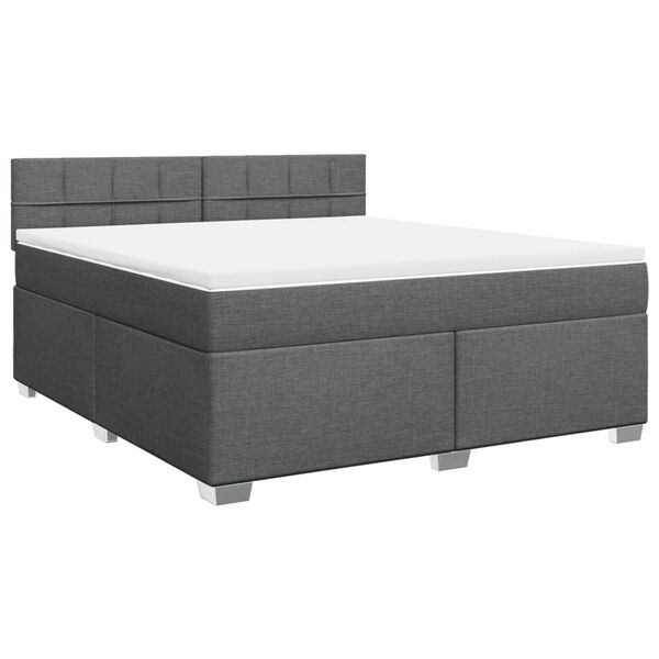 vidaXL Boxspringbett mit Matratze Dunkelgrau 180x200 cm Stoff