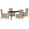 vidaXL Garten Essgruppe mit Kissen 5 pcs Beige Poly-Rattan