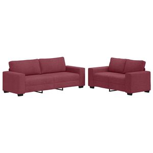 vidaXL 2-tlg. Sofagarnitur mit Kissen Weinrot Stoff