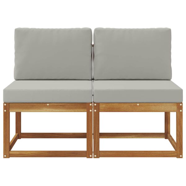 vidaXL 2 St&uuml;ck Outdoor Mittelsofa Massivholz Akazie Natur