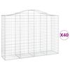 vidaXL Gabionen mit Hochbogen 40Stk. 200x50x140/160cm Verzinktes Eisen