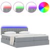 vidaXL Bett mit LED-Lichtleisten Hellgrau 200 x 200 cm Stoff