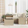 vidaXL Outdoortisch-Set mit Kissen 5 pcs Beige Poly Rattan