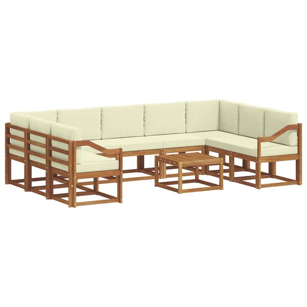vidaXL Outdoor-Sofagarnitur mit Kissen 10 pcs Natur und Creme